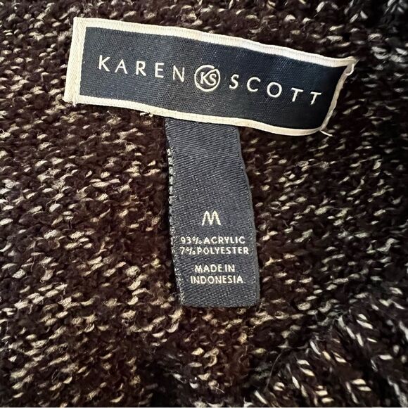 Karen Scott Sweater Loose Fit Black & White Tweed size Medium - Picture 5 of 5